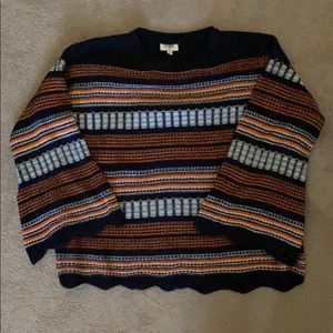 Super cute orange and blue boxy sweater